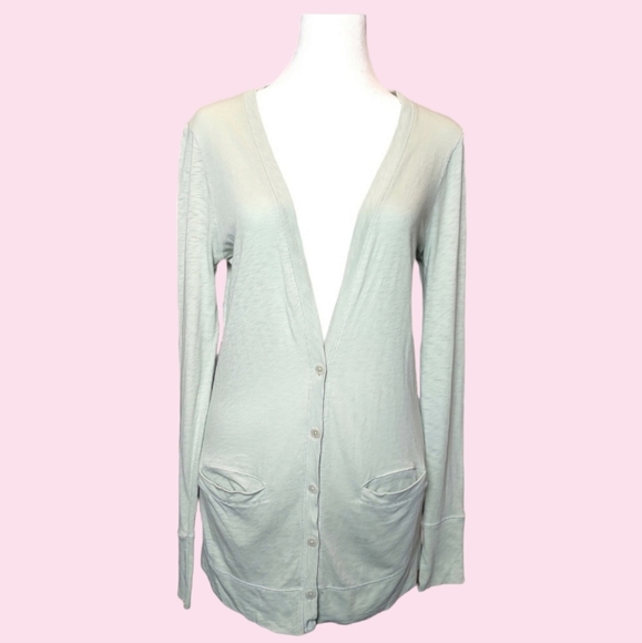 J. Crew Sweaters - J Crew Mint Green Lightweight Cardigan with Pockets | 100% Cotton Comfy A-line